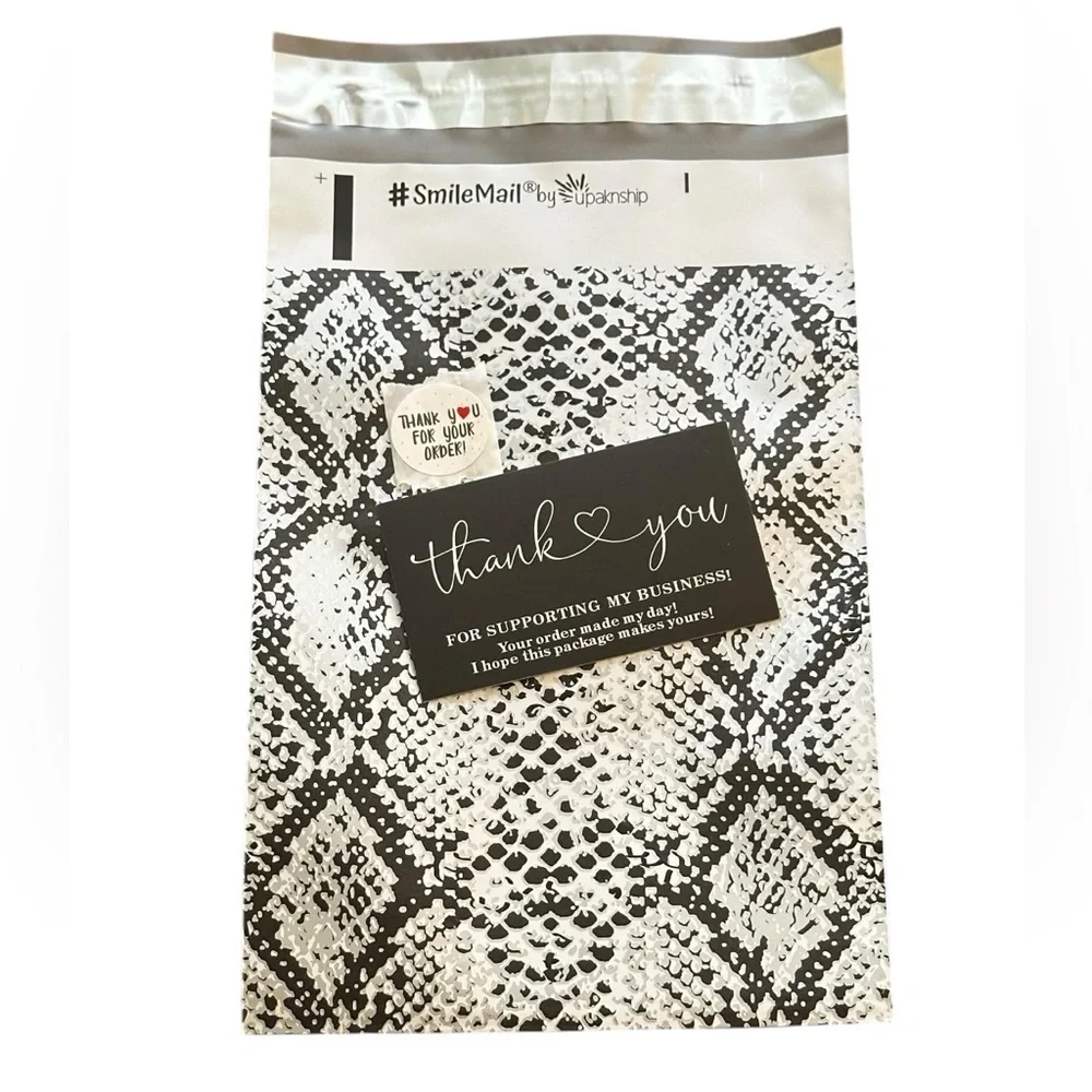 3 pcs Set - Animal Print 6”x9” Polymailers Thank You cards and Stickers
